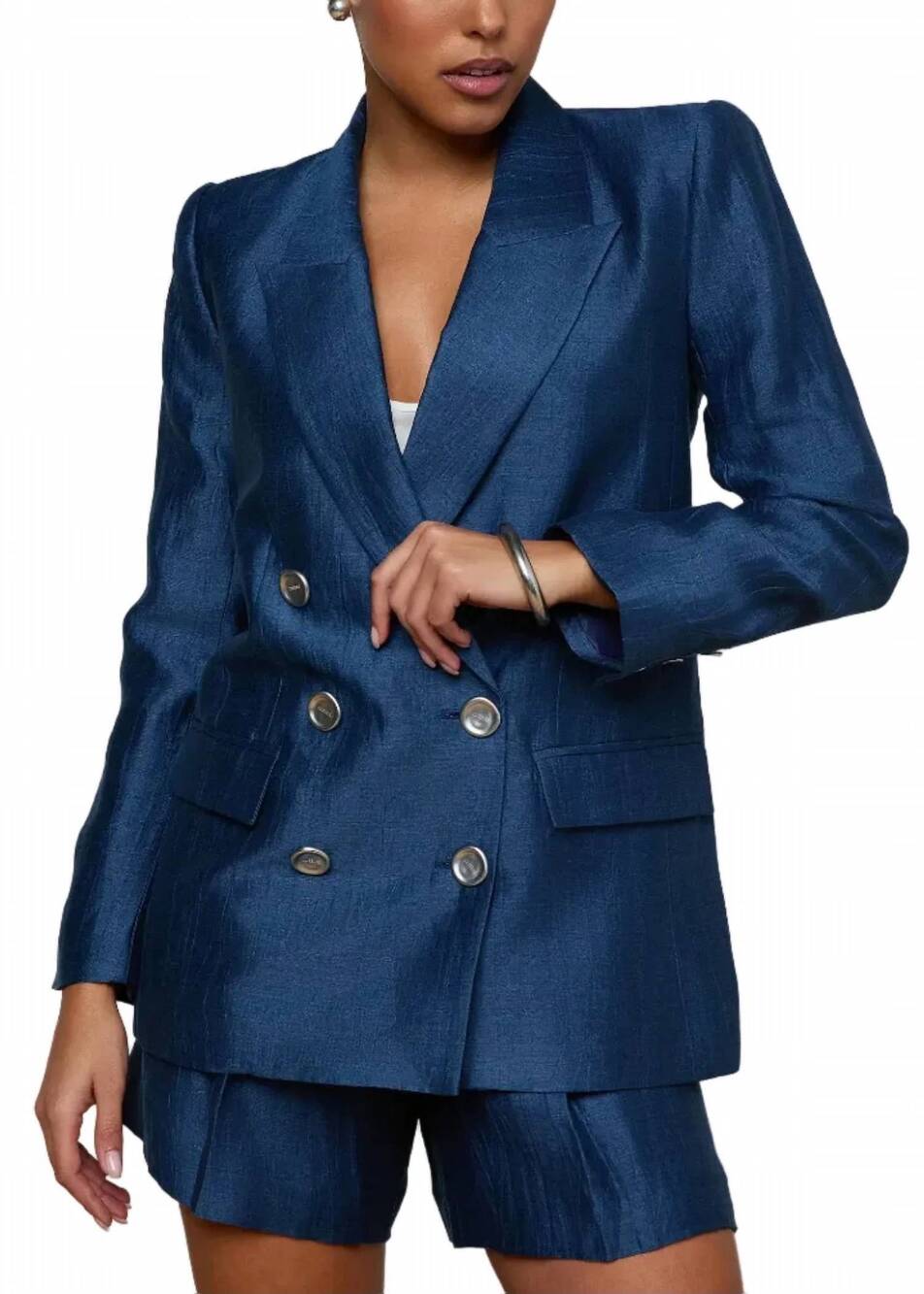 NEW L'AGENCE cambrie oversized blazer jacket in deep sea blend